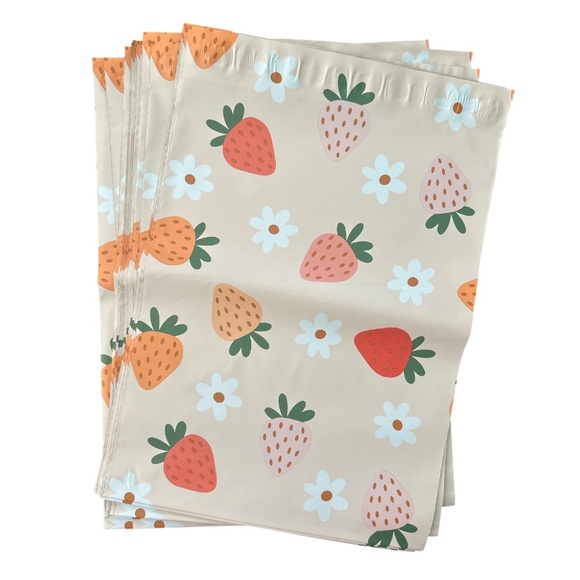 Other - 15 14x17  Strawberry and Flower Print Polymailers Shipping Supplies